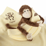 Plush Monkey and Blanket Gift Box - Personalization Available